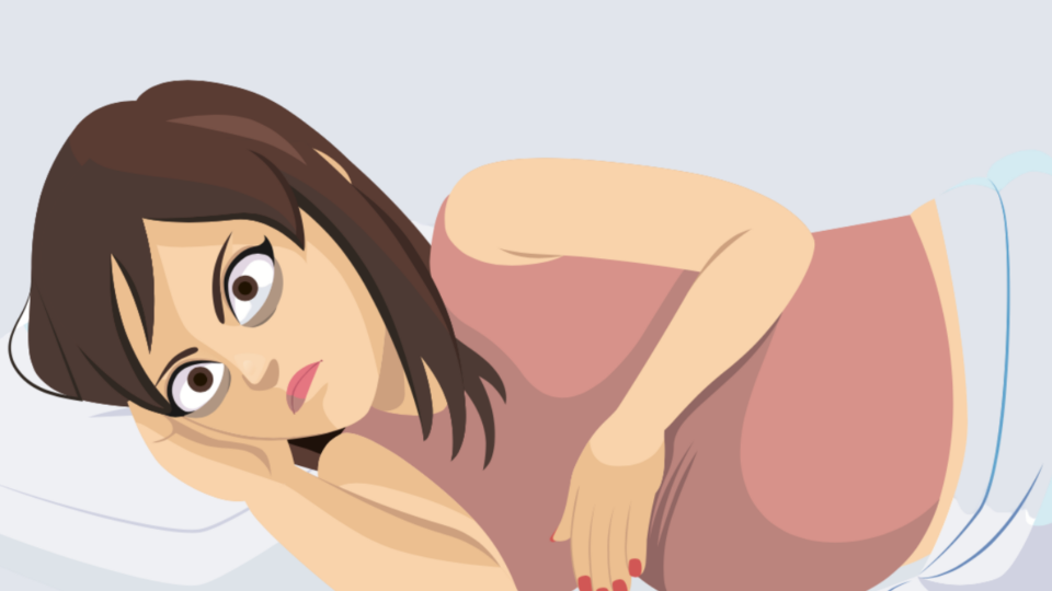 third-trimester sleep troubles; pregnant woman wide awake but trying to sleep