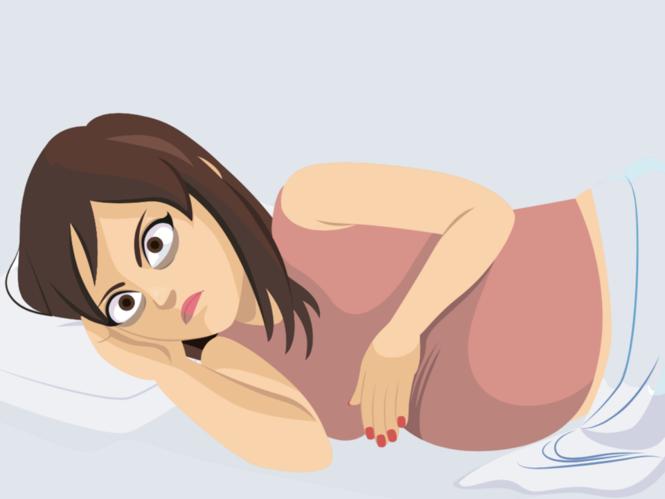 third-trimester sleep troubles; pregnant woman wide awake but trying to sleep